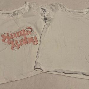 The Children's Place Girls 2T White T-Shirt and Santa Baby bundle 2 shirts!